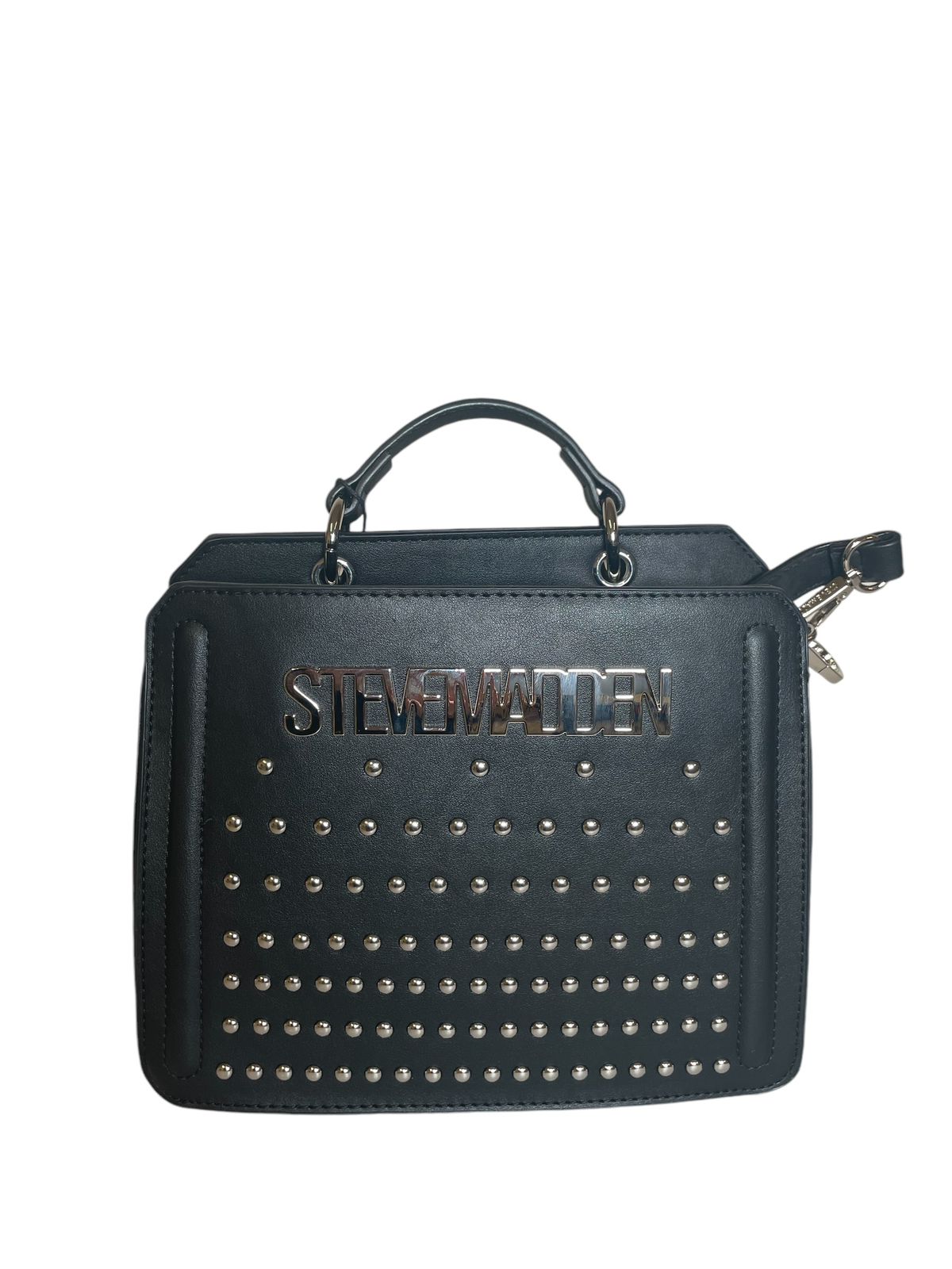 Bolsa Viral Steve Madden negra con perlas plateadas